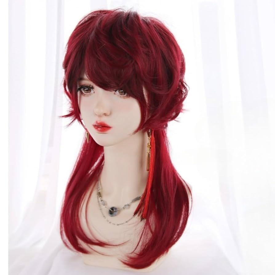 Amazon.co.jp: SCORRO ロングドラッグウィッグ レッド